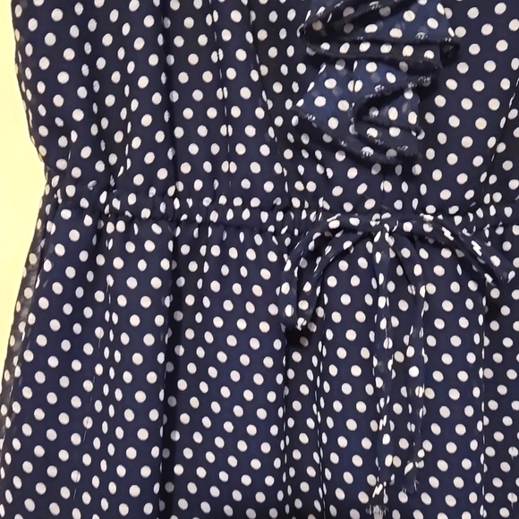 BeBop, Mini Dress, Child's Lg 14/16, Navy, Striped, Polka Dot, Ruffled, Tank - Picture 6 of 10